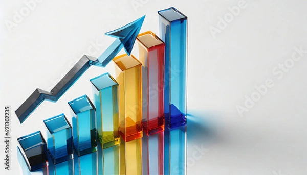 Fototapeta Business Graph Bar showing an upward trend ob white background