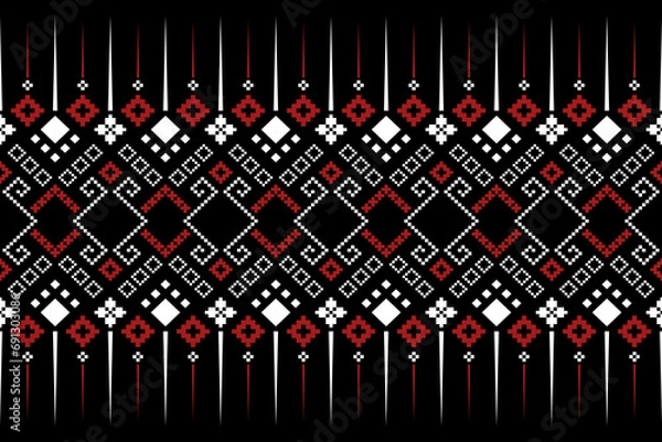 Obraz Cross stitch colorful geometric traditional ethnic pattern Ikat seamless pattern abstract design for fabric print cloth dress carpet curtains and sarong Aztec African Indian Indonesian
