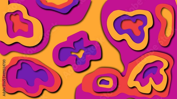 Obraz cut paper effect in pink style, pattern, seamless pattern with hearts