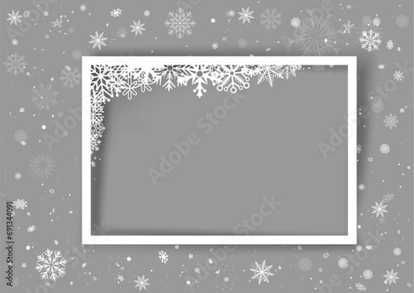 Obraz Christmas photo frame snow corner template
