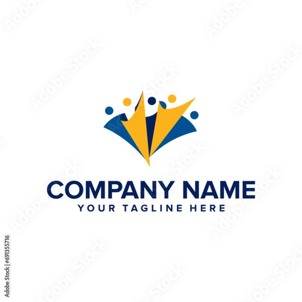 Fototapeta Abstract People symbol, togetherness and community concept design, creative hub, social connection icon, template, and logo set