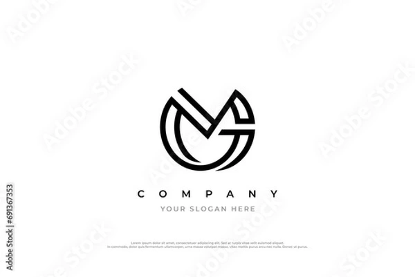 Obraz Initial Letter MG Logo or GM Logo Design