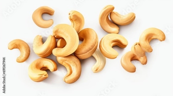 Obraz Falling cashew nuts isolated on transparent or white background