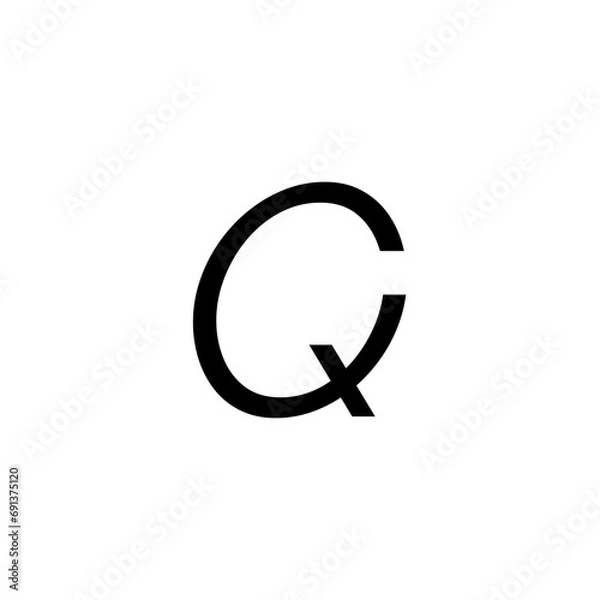 Fototapeta QC letter calligraphic Minimal monogram emblem style vector logo
