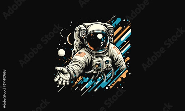 Fototapeta astronaut with background splash vector artwork design