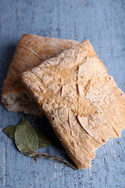 Obraz Fresh baked bread on wooden background