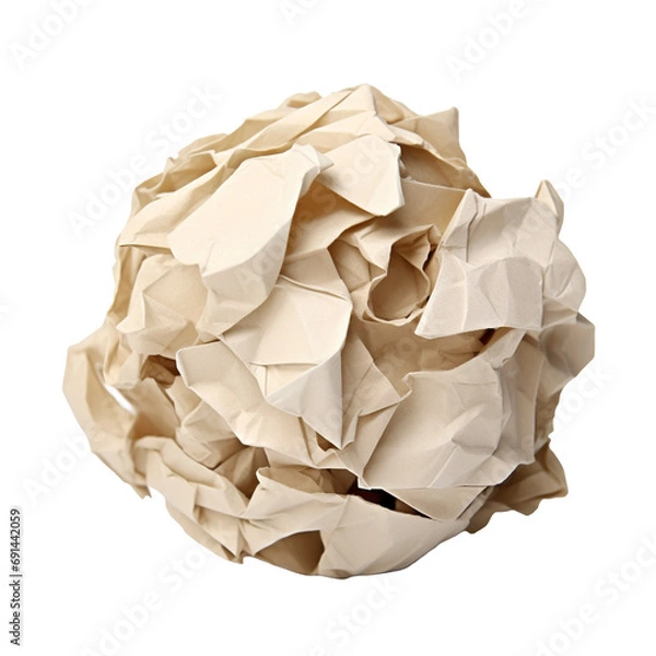 Fototapeta Crumpled Paper Ball Isolated on transparent background