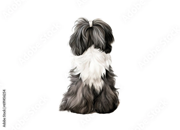 Obraz Rear image of dog sitting with his back isolated on transparent background
