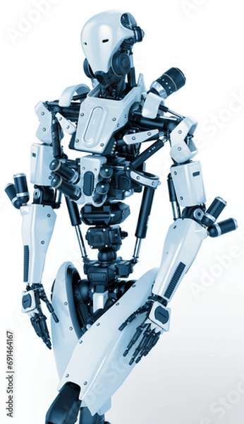 Fototapeta Robot standing in 3/4 view