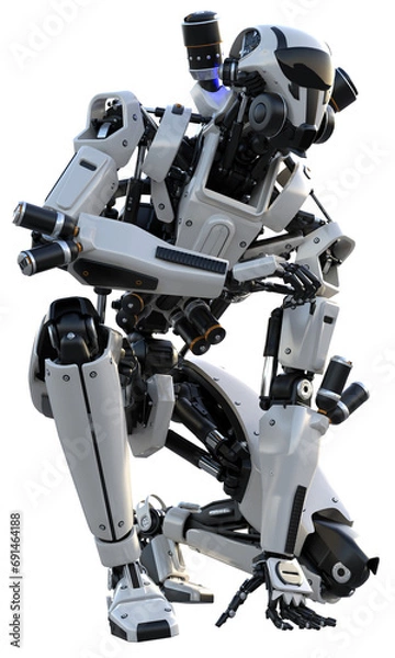 Fototapeta Robot crouching down