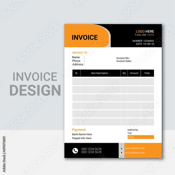 Fototapeta invoice design template 