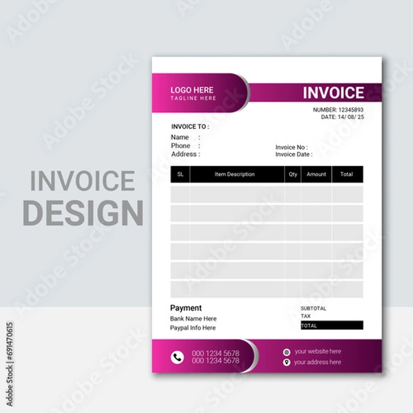 Fototapeta invoice design template 