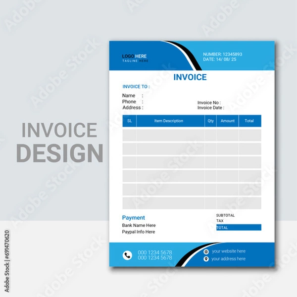 Fototapeta invoice design template 