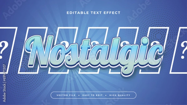 Fototapeta Blue nostalgic 3d editable text effect - font style