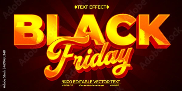 Obraz Red and Yellow Black Friday Editable Vector 3D Text Effect