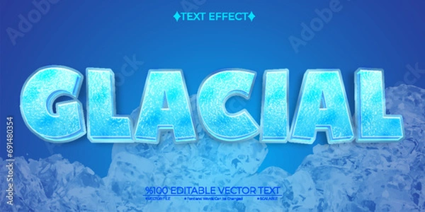 Obraz Blue Liquid Glacial Editable Vector 3D Text Effect