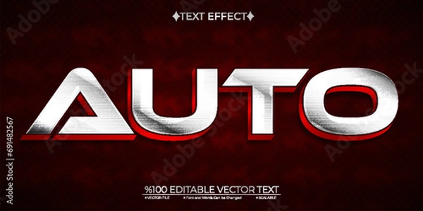 Obraz Silver and Red Auto Editable Vector 3D Text Effect