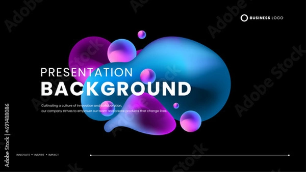 Fototapeta Black blue and purple violet modern futuristic abstract liquid background. Modern futuristic technology presentation background with vibrant fluid liquid for poster, banner, brochure, corporate