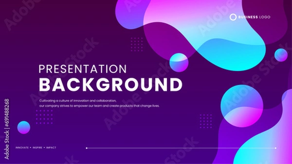 Fototapeta Blue and purple violet modern futuristic abstract gradient liquid background. Modern graphic design presentation background concept for banner, flyer, card, or brochure cover