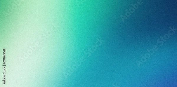 Fototapeta Teal green blue grainy color gradient background glowing noise texture cover header poster design