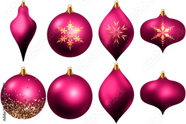 Fototapeta Unleash Festive Glamour: Pink and Gold Christmas Ornaments