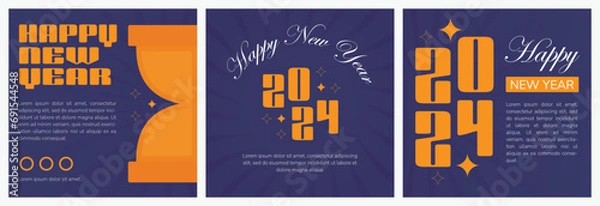 Obraz Happy New Year Greeting Design Collection. Social Media Template. 2024 Celebration.