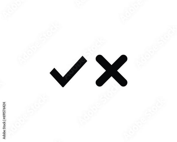Fototapeta Tick mark and cross mark icon vector symbol design illustration
