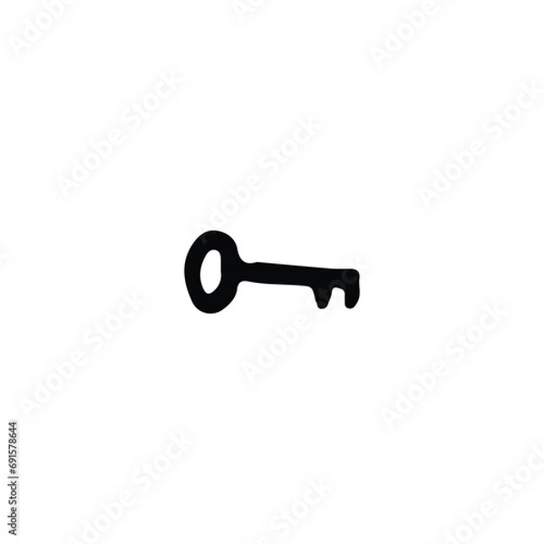 Obraz Key icon. Simple style estate company poster background symbol. Key brand logo design element. Key t-shirt printing. Vector for sticker.