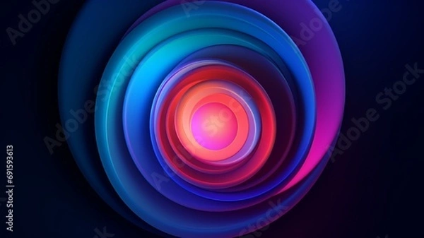 Fototapeta Generative AI Circle pattern dark midnight blue light blue vivid image