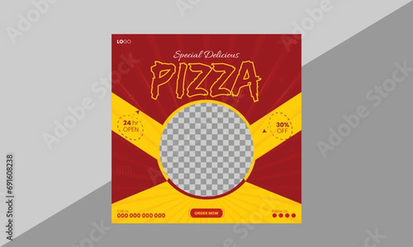 Fototapeta Delicious Pizza Food Design Template Vector