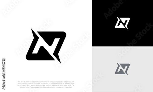 Fototapeta Initials N logo design. Initial Letter Logo.