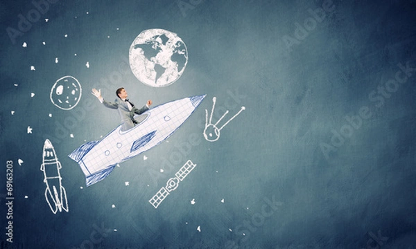 Fototapeta Man on rocket