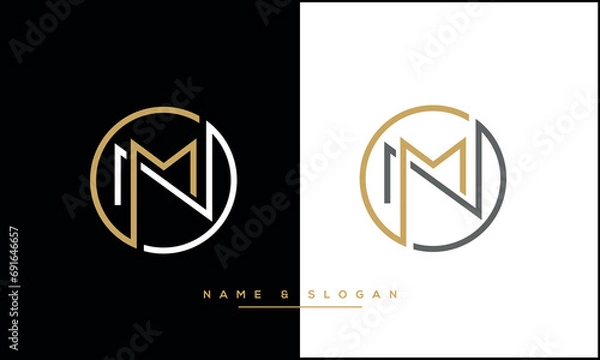 Obraz MN or NM Alphabet letters icon logo