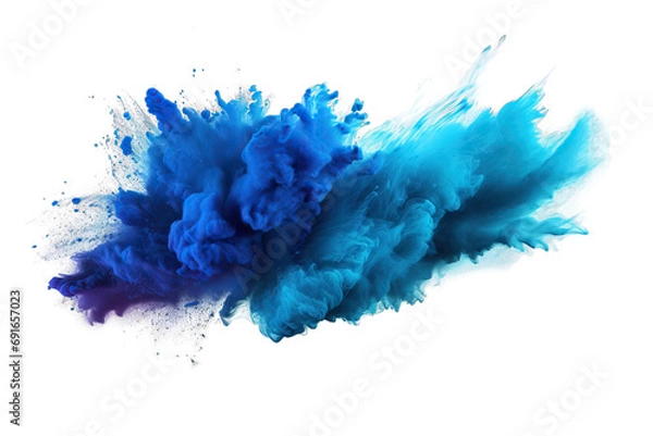 Fototapeta spray particle space holi dark exploding flour paint cloud motion texture design abstract colours dust black explosion background Splash colored powder Blue particles splatter white blackground