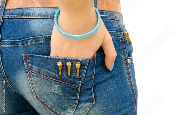 Obraz hand with a bracelet in a pocket