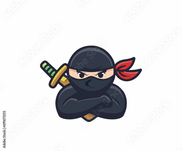 Fototapeta Ninja logo vector illustration ai generated