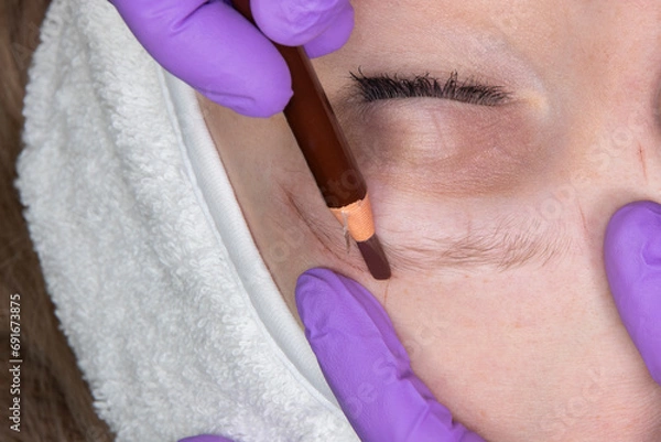 Obraz Close up of microblading eyebrows
