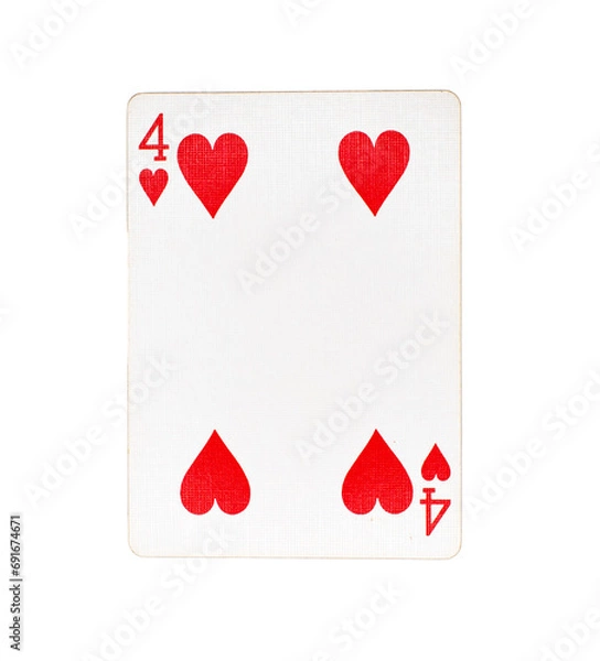 Obraz four of hearts playing card on a transparent background 
