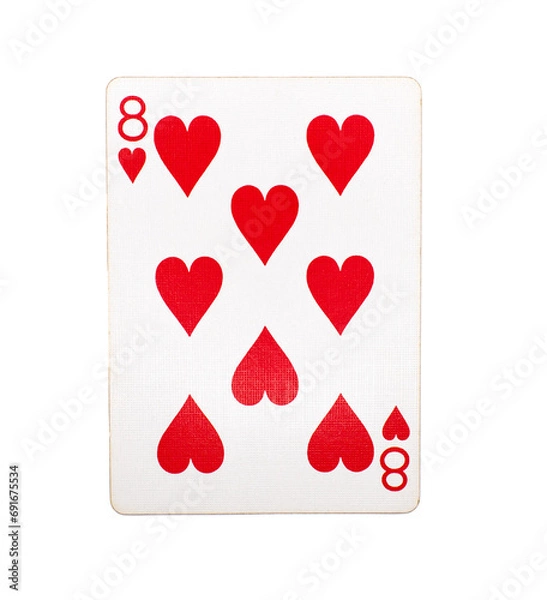 Obraz eight of hearts playing card on a transparent background 