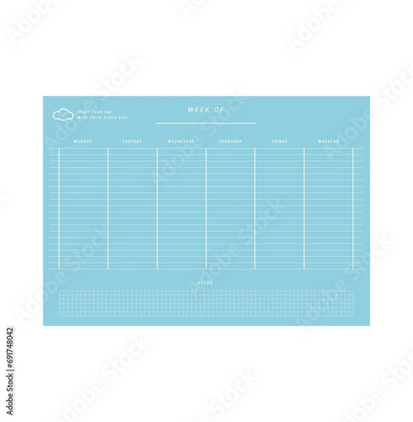 Fototapeta week of planner. Minimalist planner template set. Vector illustration.