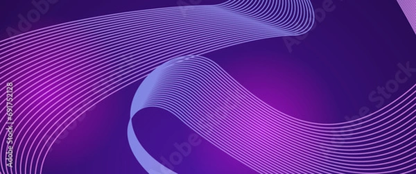 Fototapeta Purple violet vector tech modern futuristic with line in glowing background. Minimalist modern technology line concept for banner, flyer, card, or brochure cover