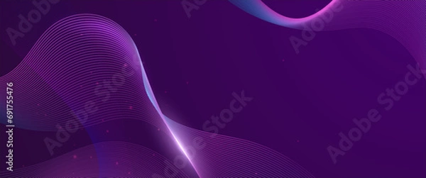 Fototapeta Purple violet vector tech line modern abstract background. Abstract background with flowing particles. Digital future technology concept. Vector illustration.