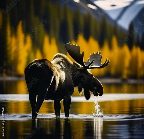Obraz Moose in a river