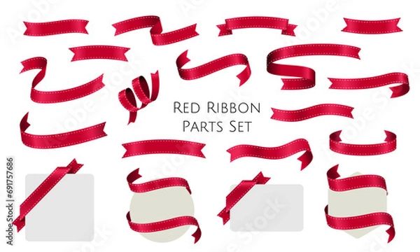 Fototapeta 赤色のリボンのパーツセット