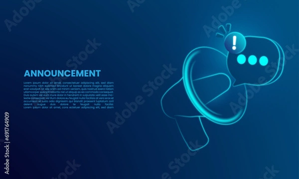 Obraz Megaphone speaker for announce. Comment reply is false, correct, problem, fail notice and announcement with speech bubbles. Speakerphone notice vector illustration