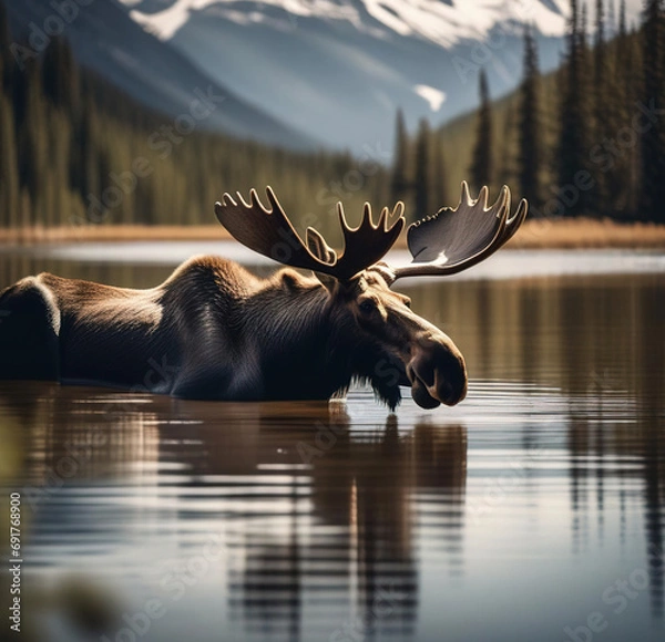 Obraz Moose in a river