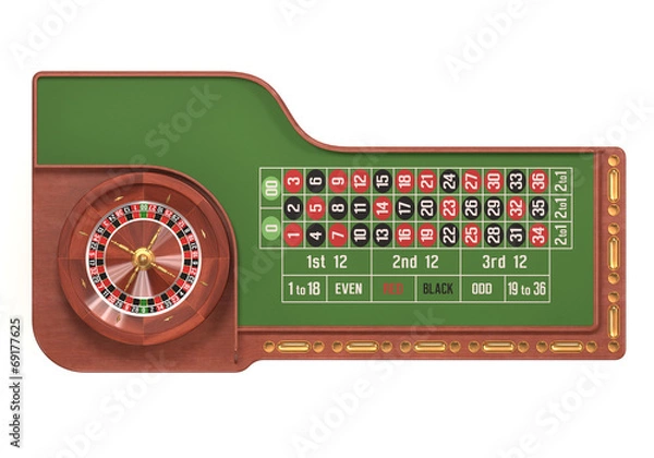 Fototapeta Roulette Table Over White. Clipping path included.