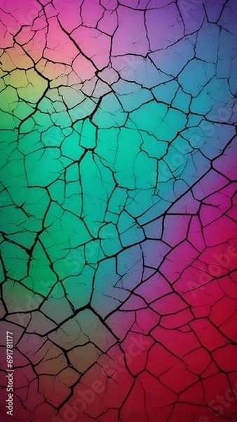 Obraz Cracked paint on the wall. 3 d illustration - abstract colorful rainbow background. Best design for your ad, poster, flyer. Abstract texture background