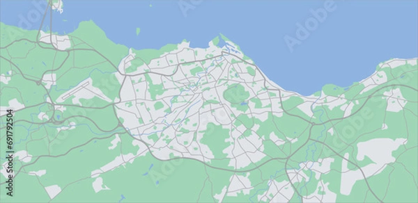 Obraz Layered editable vector illustration outline Map of Edinburgh,Scotland