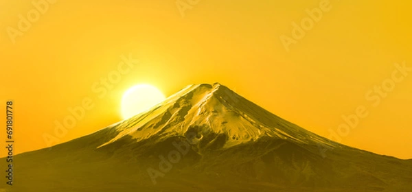 Fototapeta 富士山と朝日_初日の出_朝焼けイメージ